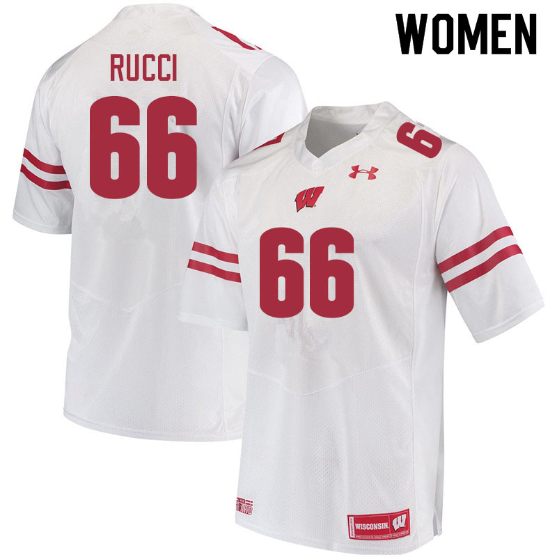 Women #66 Nolan Rucci Wisconsin Badgers College Football Jerseys Sale-White - Click Image to Close